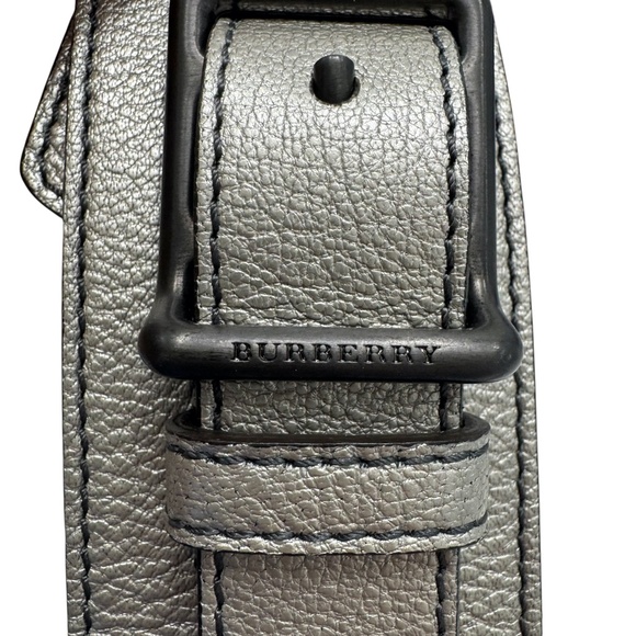 BURBERRY GUNMETAL PEWTER LEATHER WIDE WAIST BELT WITH PLEATED RUFFLES - Picture 9 of 16